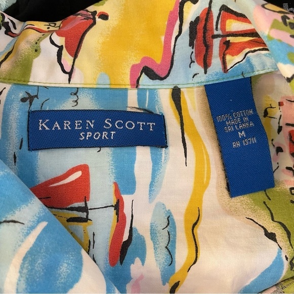 Vintage Karen Scott Sport 80s 90s Hawaiian Button Down Shirt Resort Tropical - Picture 6 of 7